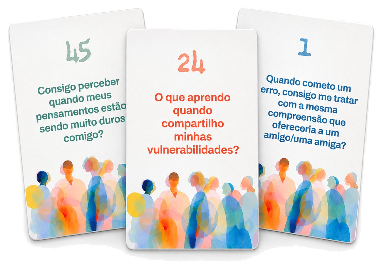 Três cartas com perguntas reflexivas, numeradas 45, 24 e 1